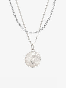 Zodiac Art Coin and Rock 'n' Rolo Layering Necklace Set