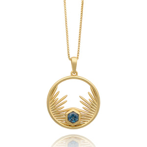 Electric Goddess Blue Topaz Long Round Necklace