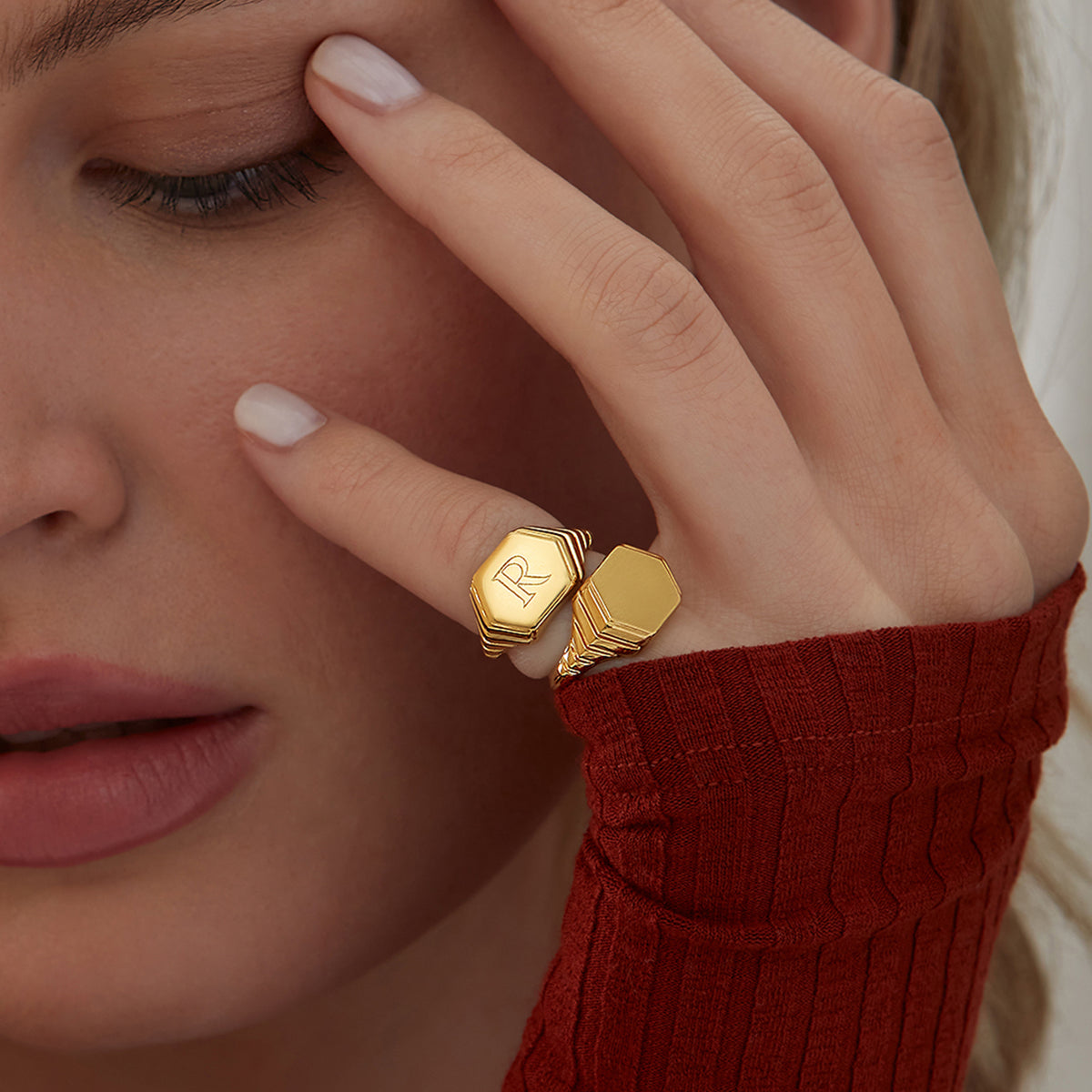 Monogram Hexagon Pinky Signet Ring