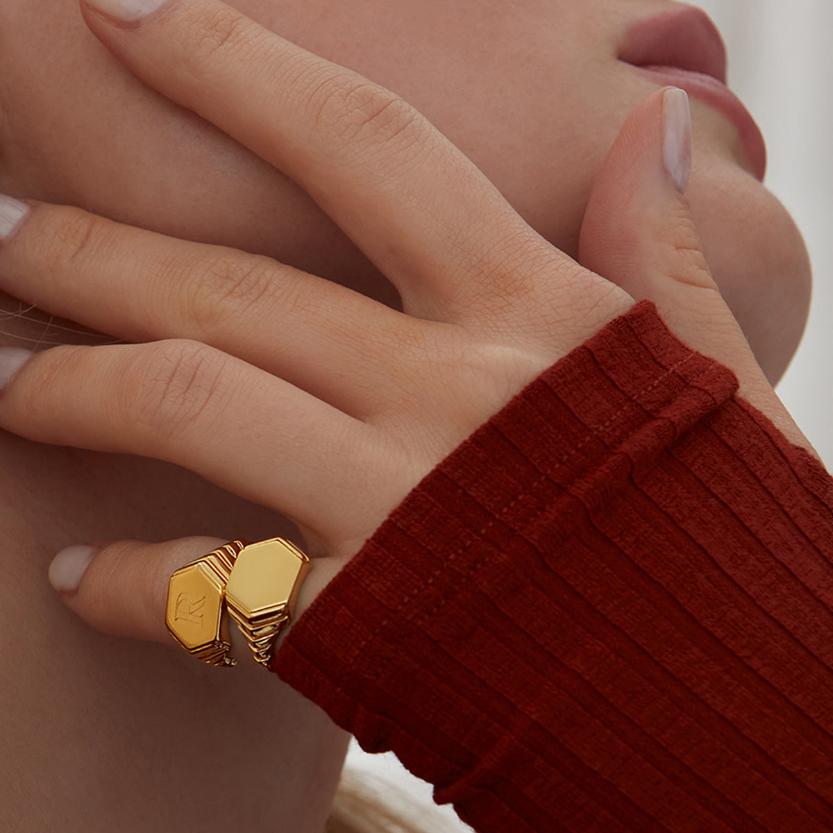 Monogram Hexagon Pinky Signet Ring