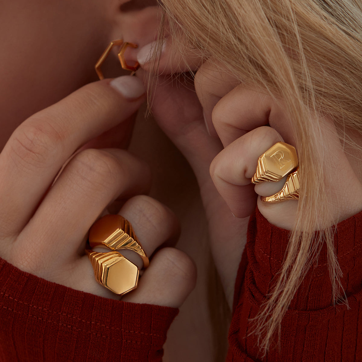 Monogram Hexagon Pinky Signet Ring