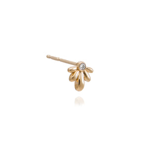 Sample Sale - Single Solid Gold and Diamond Flower Stud Earring