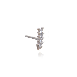 Sample Sale - Single Solid White Gold Curved Chevron Stud Earring