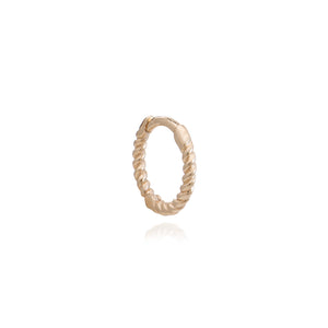 Single Solid Gold Rope Twist Huggie Hoop Earring