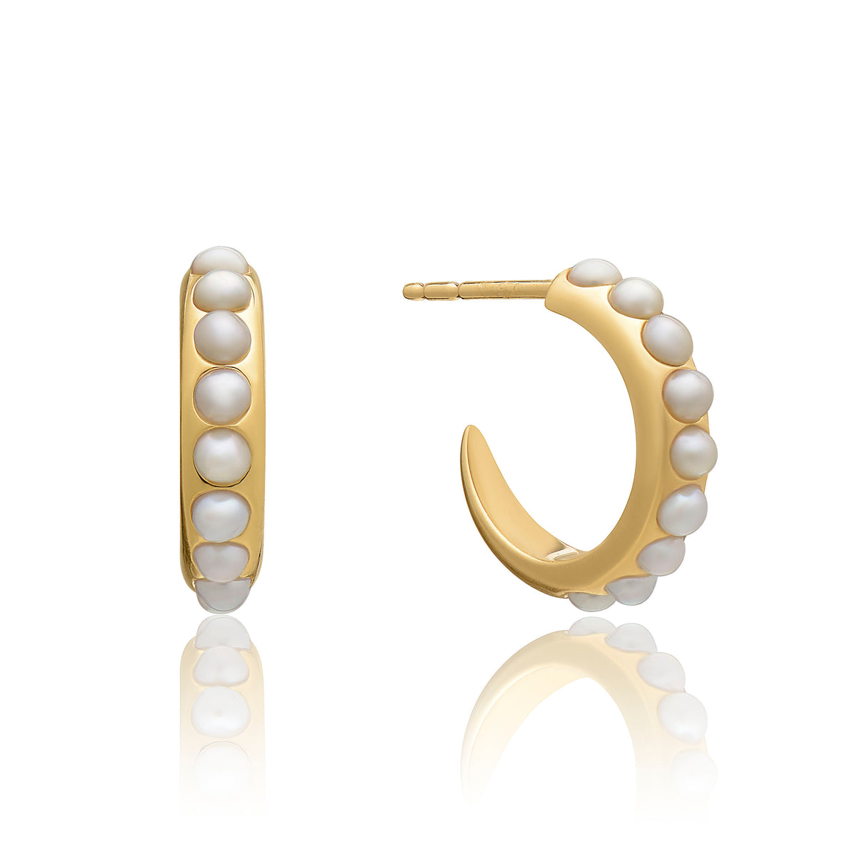 Tapered Studded Pearl Hoop Earrings