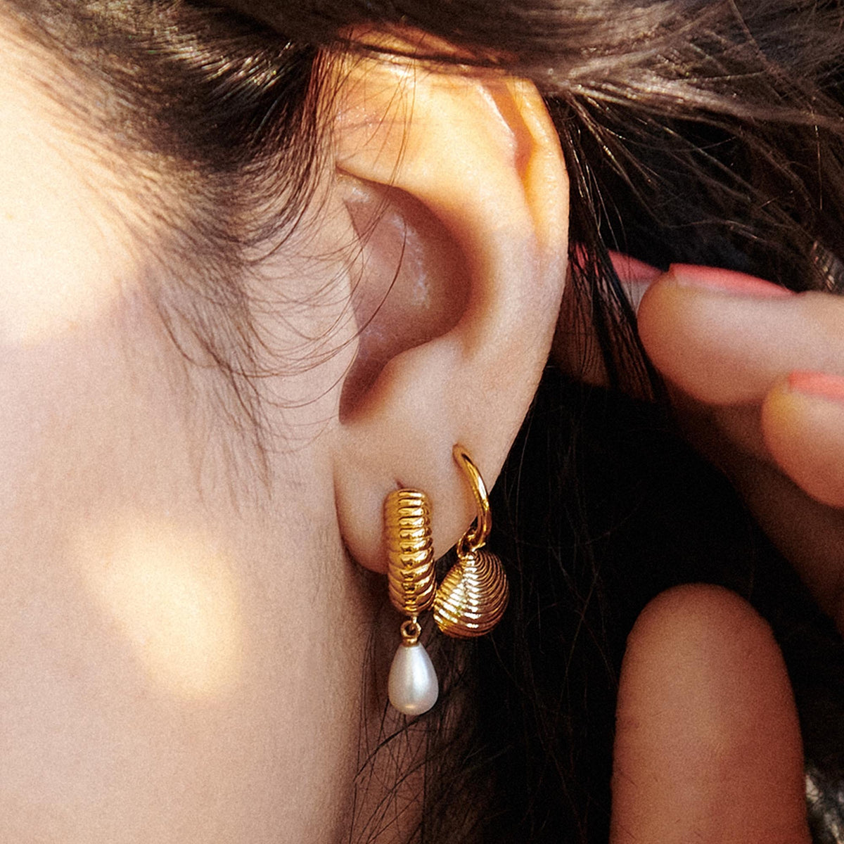 Ocean Pearl Hoop Earrings